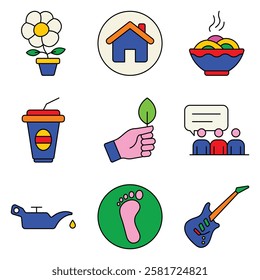 Modern Icons Flat Icon Set Isolated On White Background
