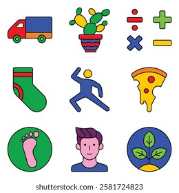 Modern Icons Flat Icon Set Isolated On White Background