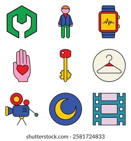 Modern Icons Flat Icon Set Isolated On White Background