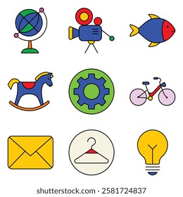 Modern Icons Flat Icon Set Isolated On White Background