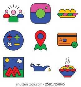 Modern Icons Flat Icon Set Isolated On White Background