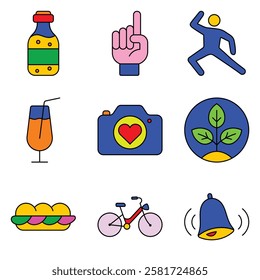 Modern Icons Flat Icon Set Isolated On White Background