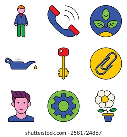 Modern Icons Flat Icon Set Isolated On White Background