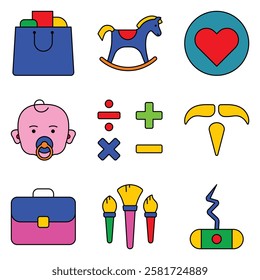 Modern Icons Flat Icon Set Isolated On White Background