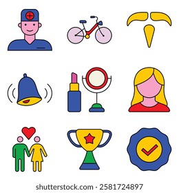 Modern Icons Flat Icon Set Isolated On White Background