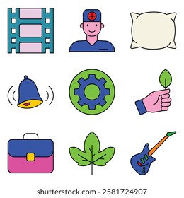 Modern Icons Flat Icon Set Isolated On White Background