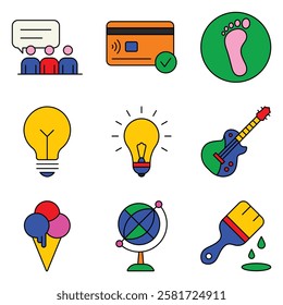 Modern Icons Flat Icon Set Isolated On White Background