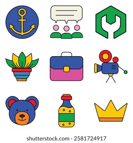 Modern Icons Flat Icon Set Isolated On White Background