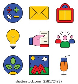 Modern Icons Flat Icon Set Isolated On White Background
