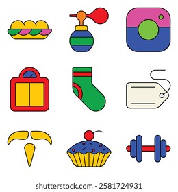 Modern Icons Flat Icon Set Isolated On White Background
