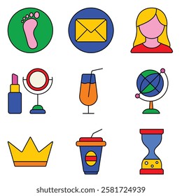 Modern Icons Flat Icon Set Isolated On White Background