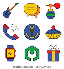 Modern Icons Flat Icon Set Isolated On White Background