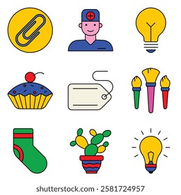 Modern Icons Flat Icon Set Isolated On White Background