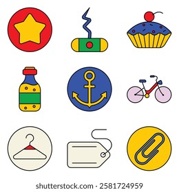 Modern Icons Flat Icon Set Isolated On White Background