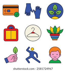 Modern Icons Flat Icon Set Isolated On White Background