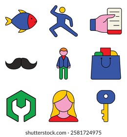 Modern Icons Flat Icon Set Isolated On White Background
