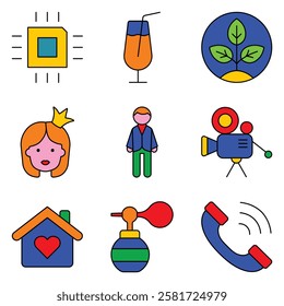 Modern Icons Flat Icon Set Isolated On White Background