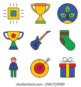 Modern Icons Flat Icon Set Isolated On White Background