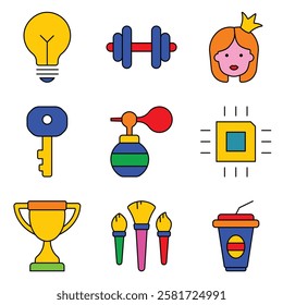 Modern Icons Flat Icon Set Isolated On White Background