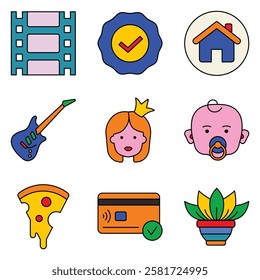 Modern Icons Flat Icon Set Isolated On White Background