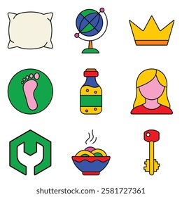 Modern Icons Flat Icon Set Isolated On White Background