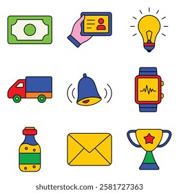 Modern Icons Flat Icon Set Isolated On White Background