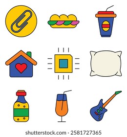 Modern Icons Flat Icon Set Isolated On White Background