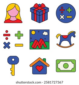 Modern Icons Flat Icon Set Isolated On White Background