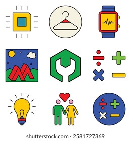 Modern Icons Flat Icon Set Isolated On White Background