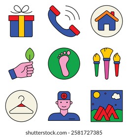 Modern Icons Flat Icon Set Isolated On White Background