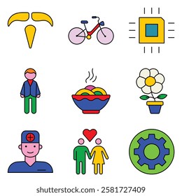Modern Icons Flat Icon Set Isolated On White Background