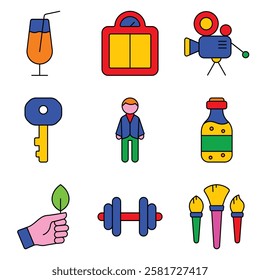 Modern Icons Flat Icon Set Isolated On White Background
