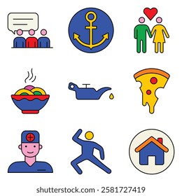 Modern Icons Flat Icon Set Isolated On White Background