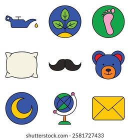 Modern Icons Flat Icon Set Isolated On White Background