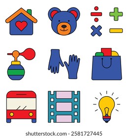 Modern Icons Flat Icon Set Isolated On White Background