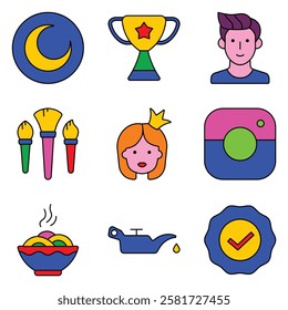 Modern Icons Flat Icon Set Isolated On White Background