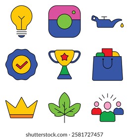 Modern Icons Flat Icon Set Isolated On White Background