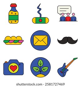 Modern Icons Flat Icon Set Isolated On White Background
