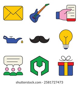 Modern Icons Flat Icon Set Isolated On White Background