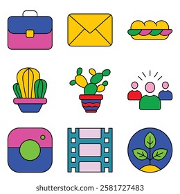 Modern Icons Flat Icon Set Isolated On White Background