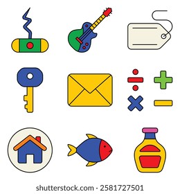 Modern Icons Flat Icon Set Isolated On White Background
