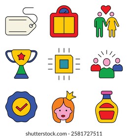 Modern Icons Flat Icon Set Isolated On White Background