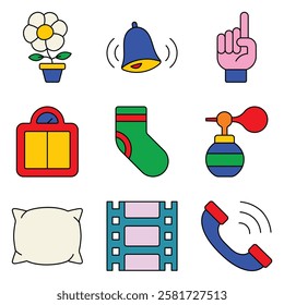 Modern Icons Flat Icon Set Isolated On White Background