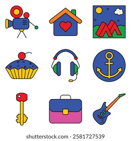 Modern Icons Flat Icon Set Isolated On White Background