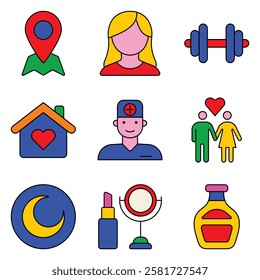 Modern Icons Flat Icon Set Isolated On White Background