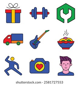 Modern Icons Flat Icon Set Isolated On White Background