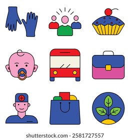 Modern Icons Flat Icon Set Isolated On White Background
