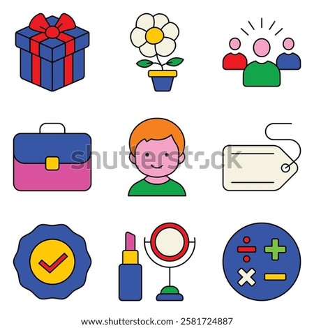 Modern Icons Flat Icon Set Isolated On White Background