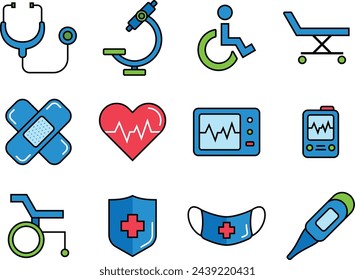 Modern icons for medical designs. Sharp graphics depict key health concepts. Customizable for various projects.