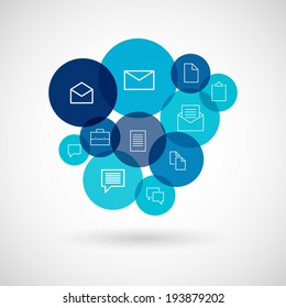 Modern icons for mobile interface in colorful round. Vector illustration. 